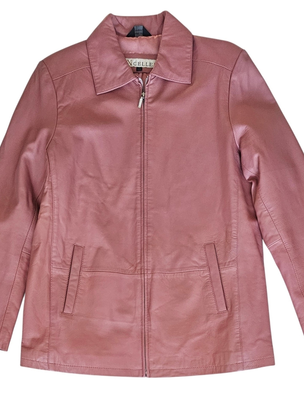 EXCELLED Brand V. Gellee Dusty Rose Leather Zip Jacket (Size: Medium)